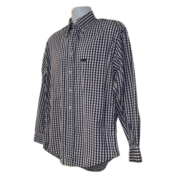 Faconnable Men’s Button-Down Shirt Small Blue White Check 100% Cotton - Picture 3 of 8